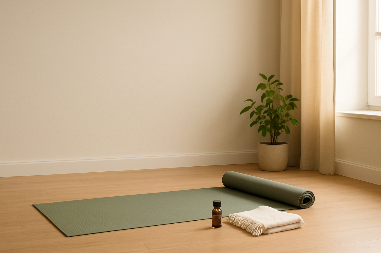 Ruhiges AROMA.yoga Hero-Bild zum Thema Anbieterinfos zu aromayoga miriam und AROMA.yoga.